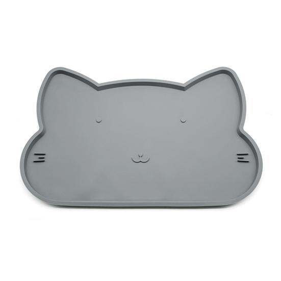 

Коврик для кошачьей еды, нескользящий, водонепроницаемый, с приподнятыми краями, герметичный, сохраняет порядок, коврик для кормления домашних животных, товары для собак и кошек светло-серый