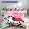 3pcs Custom Name Peppa Pig Bedding Set,Includes 1 Duvet Cover and 2 Pillowcases,All-season Bedroom Decor