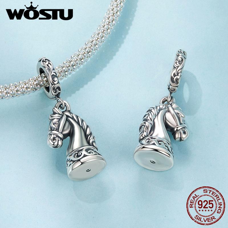 WOSTU 925 Sterling Silver 3D Vintage Pendant Cupid Angel Beads Classic Charm for Women DIY Bracelet Accessories Birthday Gift