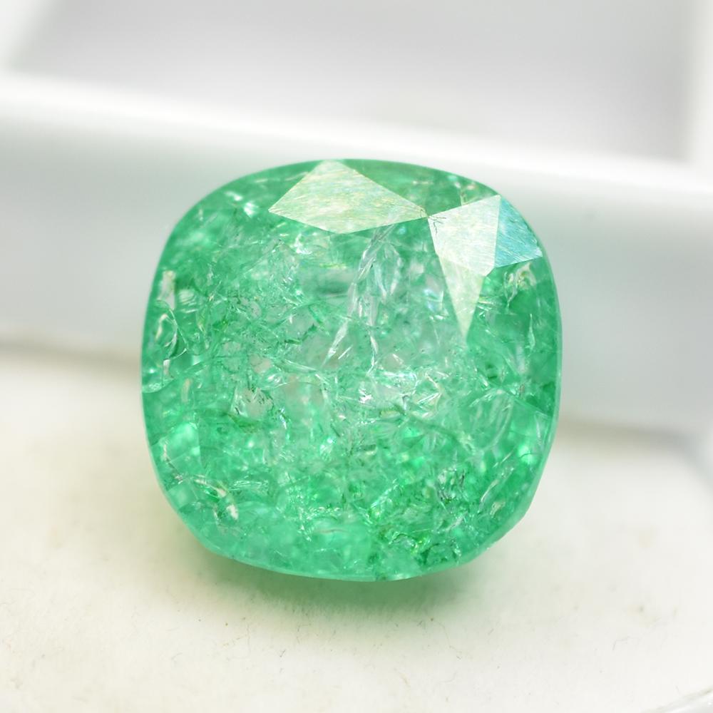 Emerald AAA+ GREEN Square Cushion Cut 14.05 Ct NATURAL Certified Loose Gemstone