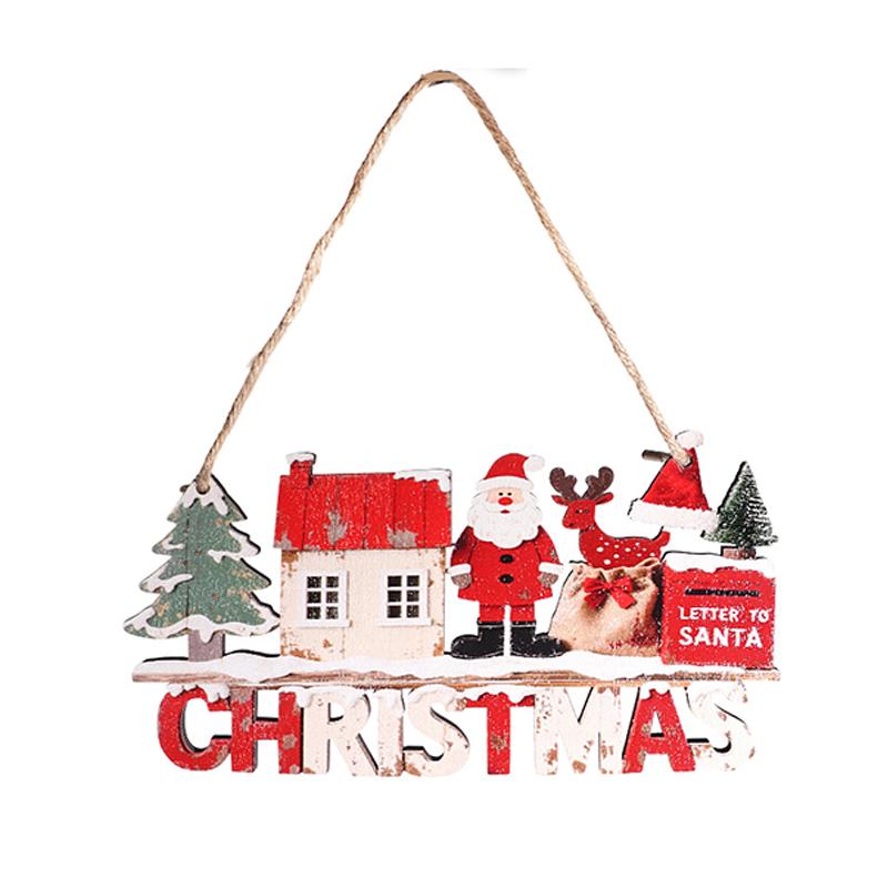 

Christmas Hanging Pendant Wooden Crafts Xmas Tree Santa Claus Wall Ornament Natal Navidad Christmas Decor Happy Year