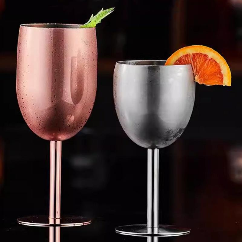 Stainless Steel Red Wine Glass, Single Layer Goblet, Large Capacity, Drum Shaped, Drop-resistant Wine Glass, 250ml, Agave Cup