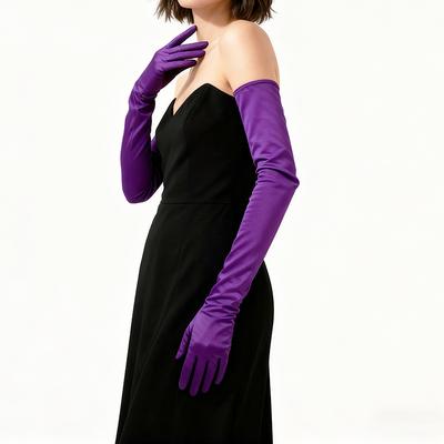 70Cm Women Satin Elasticity Smooth Wedding Dress Opera Elbow Etiquette Gloves Performance Cosplay Evening Elegant Accessories
