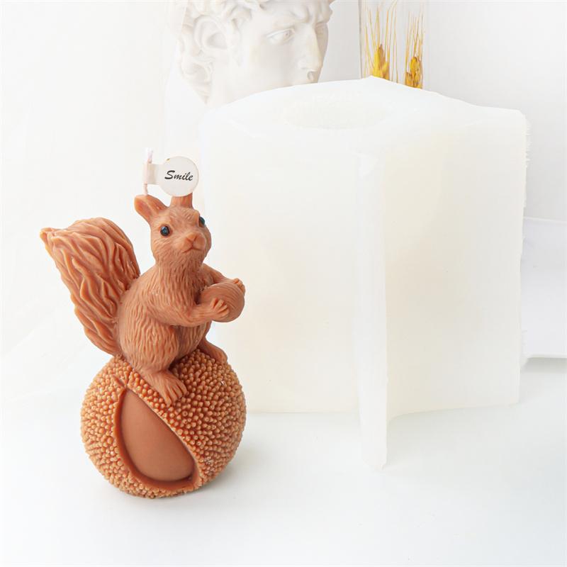 DIY Polymorphic Cute Squirrel Silicone Candle Mold 3D Animal Aromatherapy Candle Plaster Soap Epoxy Resin Mould Home Decor Gifts