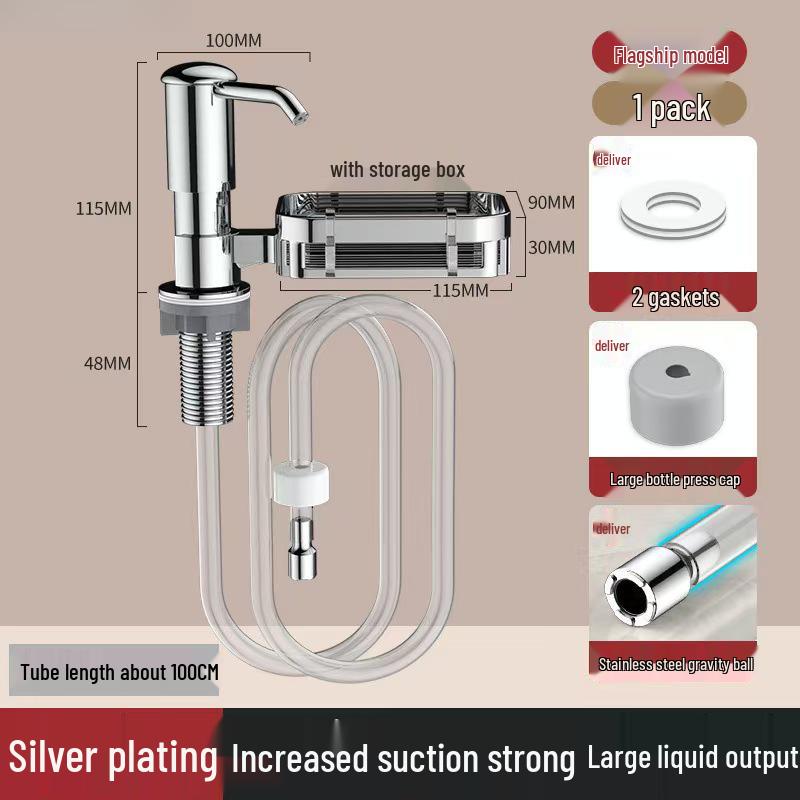 Extended Kitchen Soap & Sanitizer Dispenser with Detergent Pump