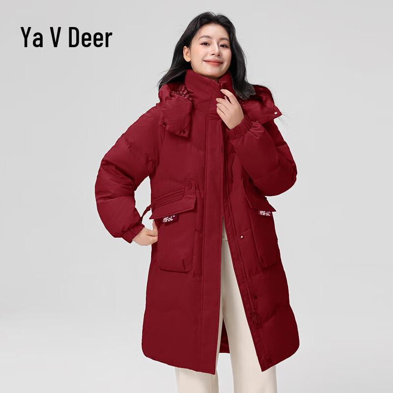 Yalu Women's Mid-Length Hooded Duck Down Jacket