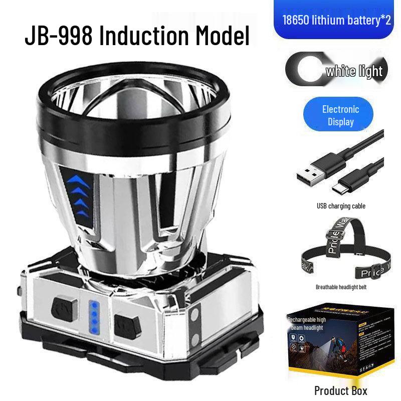 High-Brightness Waterproof Headlamp: Multifunctional, Long Battery Life, Electric Display—Ideal for Outdoor, Emergency, and Fishing Use