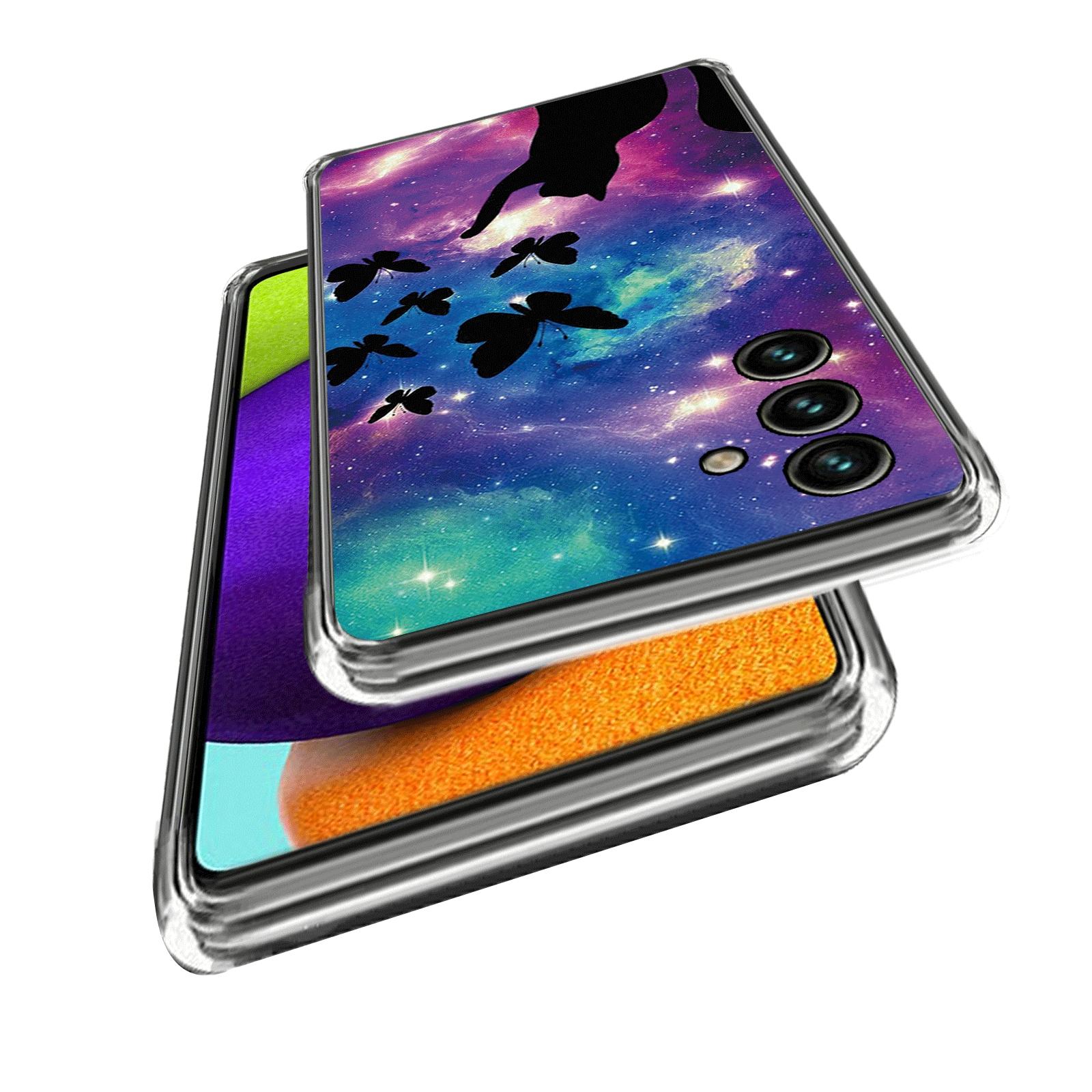 

For Samsung Galaxy A54 5G Slim Phone Case Pattern Printing IMD TPU Back Cover Cat and Butterflies