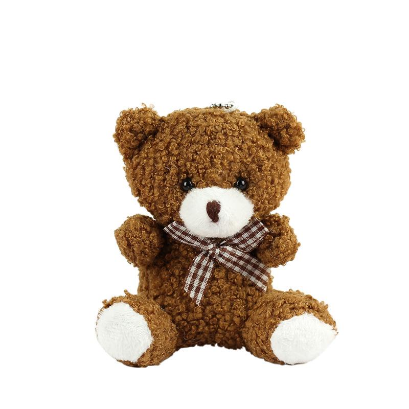 Plush Cuddly Teddy Bear Keychain Cute Coral Fleece Animal Gift For Kids And Adults