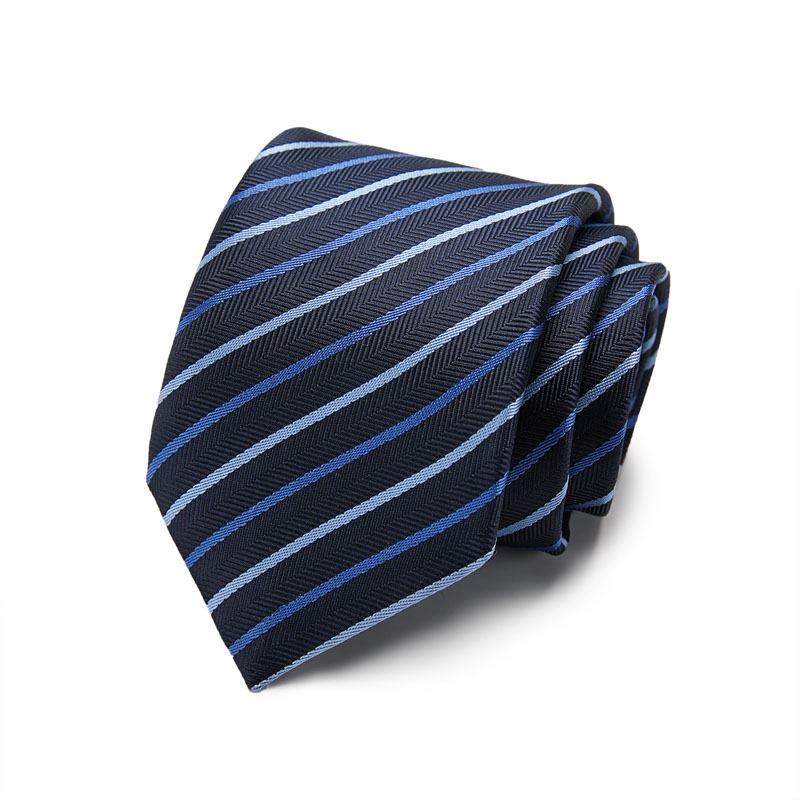 Men's 7.5cm Jacquard Polyester Striped Tie for Formal Business or Interviews