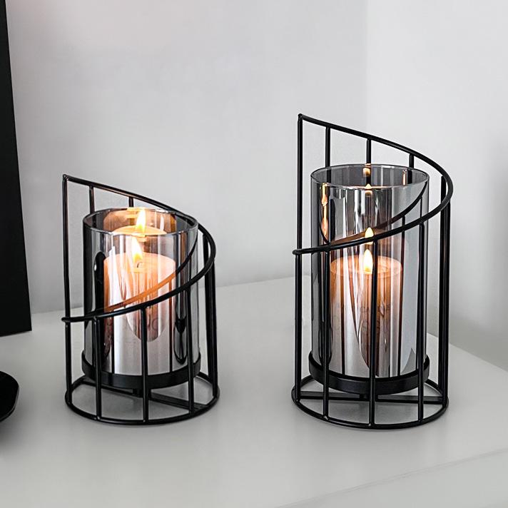 Nordic Romantic Wrought Iron Candlestick Holder - Elegant Candlelight Decor for Living Room & Dining Table