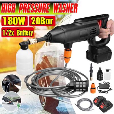 20Bar Cordless High Pressure Car Washer Cleaner Washing Spray Gun Electric Water Gun Foam Machine 180W