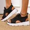 Summer Women Sandals Knitted Casual Sneakers Platform Thick Soled Lace Up Sandal Fashion Solid Beach Shoes