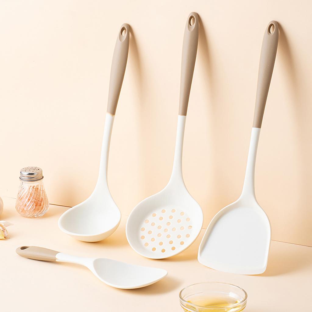 4pcs Silicone Kitchenware Utensils Set Pot Shovel Leaky Spoon Soup Spoon Ladle Cooking Set Party Home Kitchen Tools