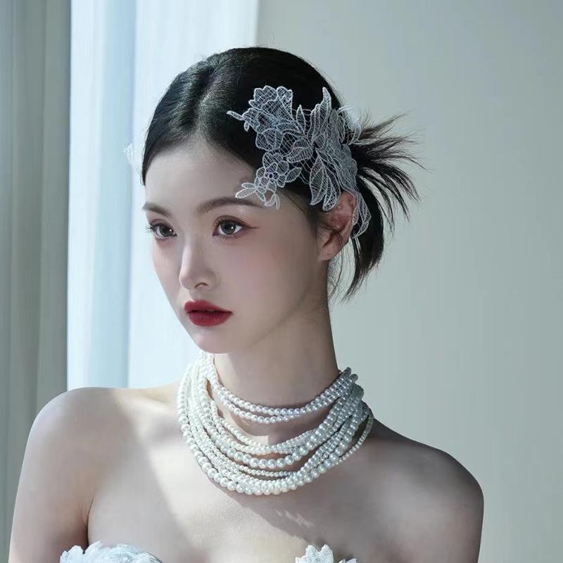 Bridal Wedding Retro Veil Headgear French High-End Lace Pattern Wedding Beautiful Wedding Photo Photo Hair Accessories