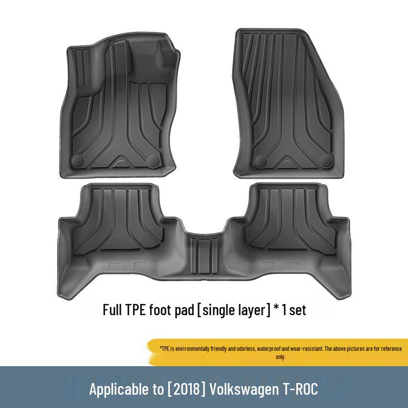 TPE Car and Trunk Floor Mats for 2018-2024 Volkswagen T-ROC (Left-Hand Drive)