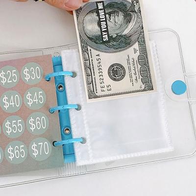 Mini Binder Savings Challenge Money Saving 3 Hole Loose-Leaf Book Reusable Budget Binder With Cash Envelopes Money Organizer