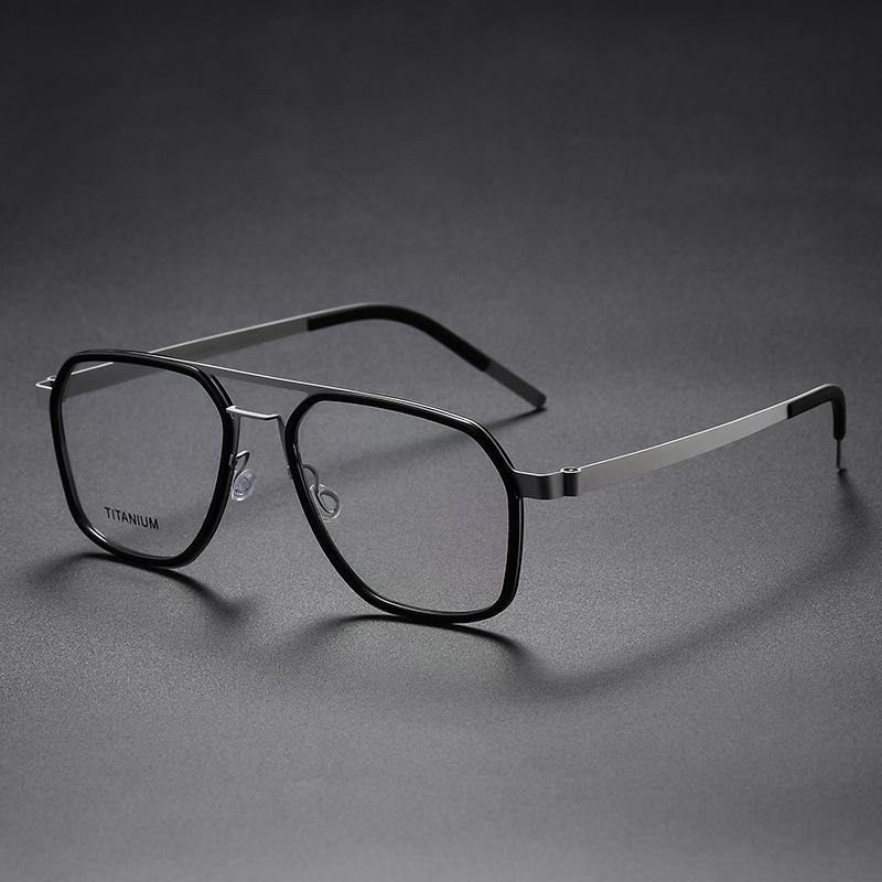 Unisex Retro Square Full Frame Myopia Glasses with Pure Titanium Double Bridge (Model 9753)