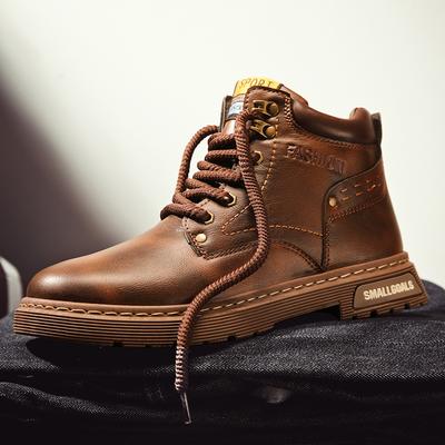 Fashion Men Ankle Boots Lace Up Short Boots Brown Platform Sole Outdoor Walking Boots Work Comfortable Social Shoe Male Spring Autumn