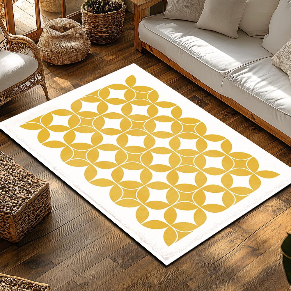Stylish Geometric Pattern Area Rug Non-Slip Doormat Modern Abstract Design Floor Mat Living Room Decor Home Accent Carpet Indoor