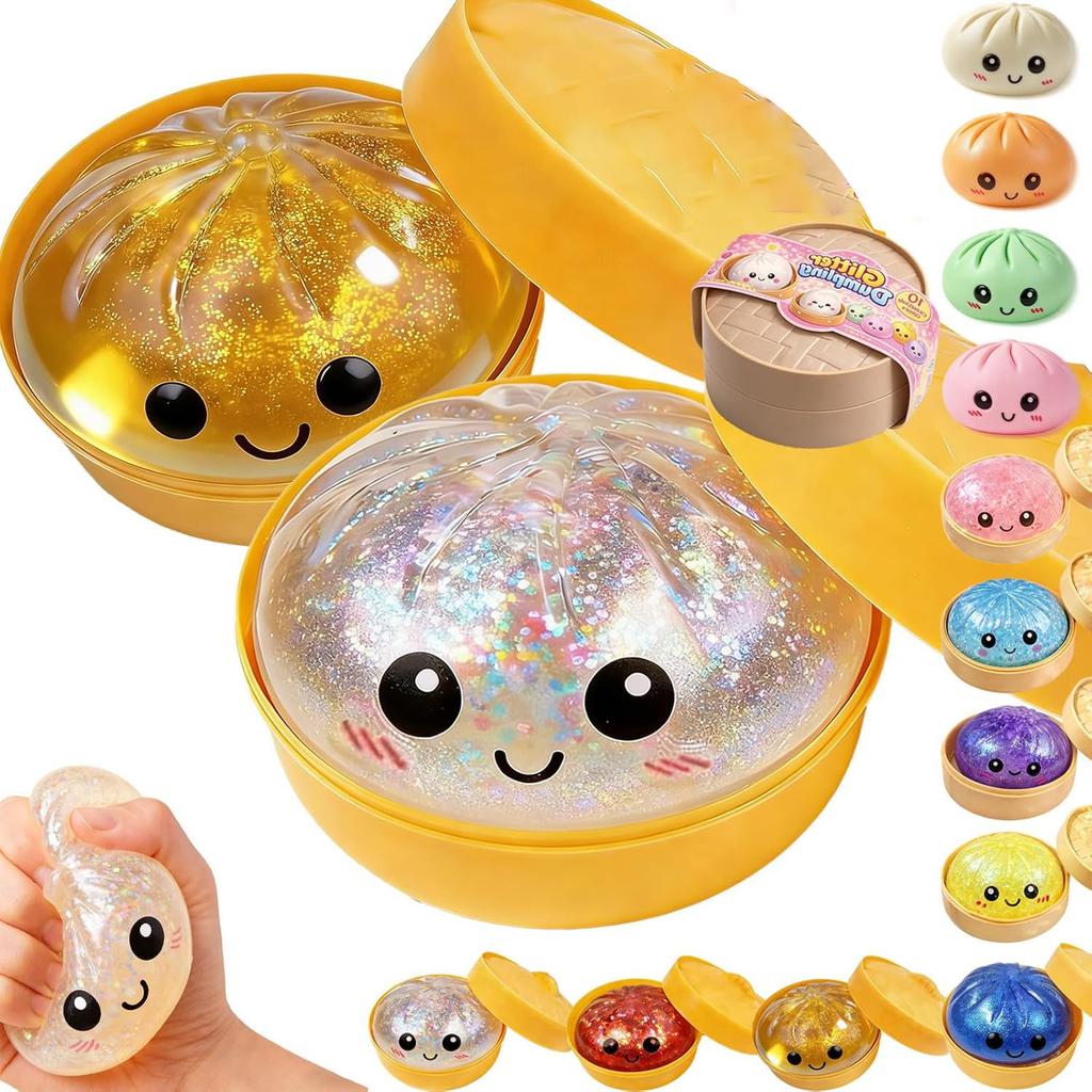 Glitter Pierożek Pierożek Squishy Glitter, Pierożki Squishy Glitter, Fidget Odstresowujący Lęk, Miękka Ciastolina do Ściskania Odstresowująca