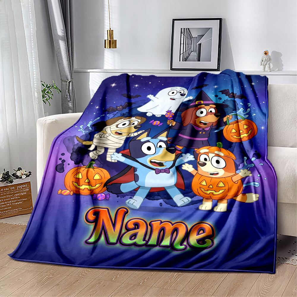 Halloween Night Adventure Personalized Name Blanket Lightweight Personalized Blanket Comfortable Throw For Sofa Bed Bedding Living Room All-Season Use
