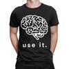 Please Use It Your Brain T-Shirts Men Funny Pure Cotton Tee Shirt Round Collar Short Sleeve T Shirts Summer Clothing