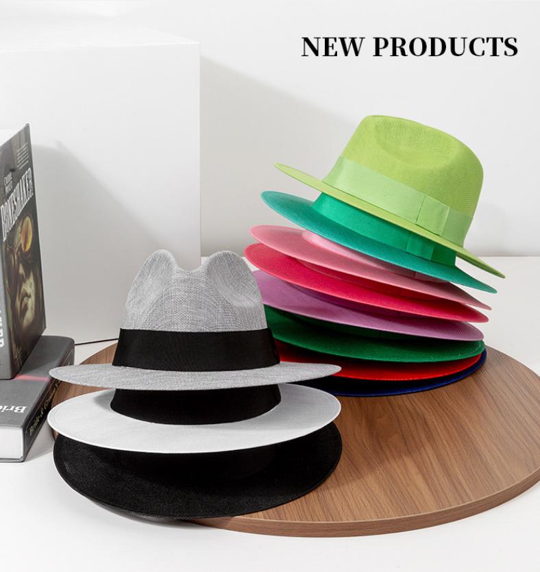 Men'S Hat Panama Hat French Summer Large Brim Hat Retro British Panama Hat Outdoor Travel Beach Sun Hat Sombrero Hombre