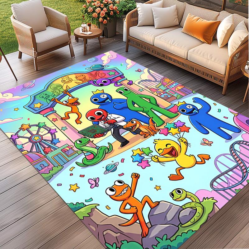 Game Rainbow Friends Print Rug, Washable Floor Carpet, For Entryway Dorm Laundry Room Office Study, Home Decor Birthday Christmas Gift