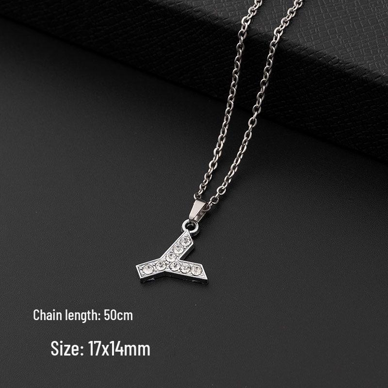 European & American Diamond Letter Pendant Necklace for Women - Stainless Steel Jewelry