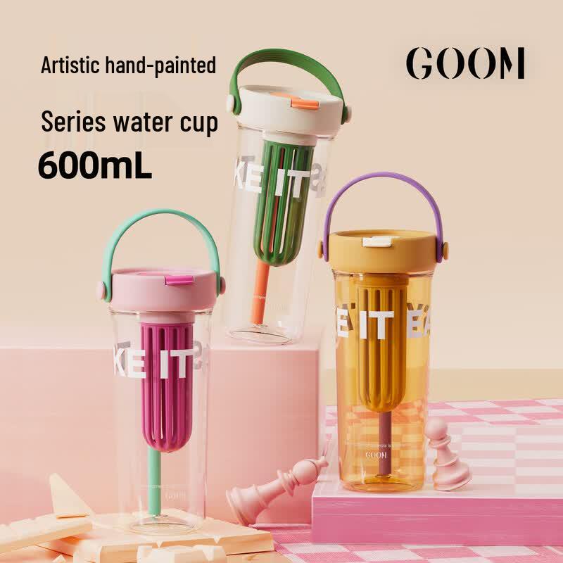 GOOM Hand-Painted 600ML Plastic Straw Cup