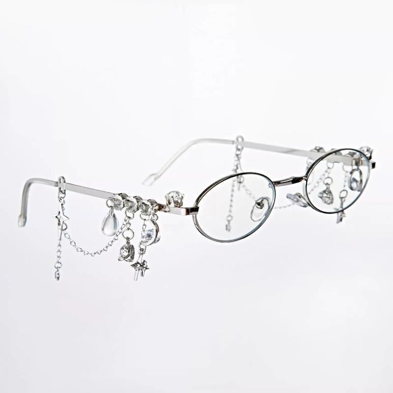 Y2K Lolita Eyeglasses Sweet Spicy Girl Fashion Diamond Small Frame Elliptical Glasses COS Accessories
