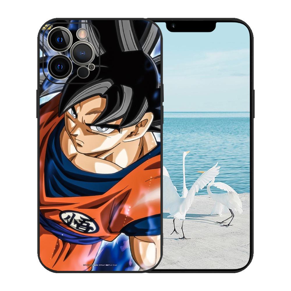 iPhone 15 Black TPU Case with Japanese Anime Painting, One Piece Pattern