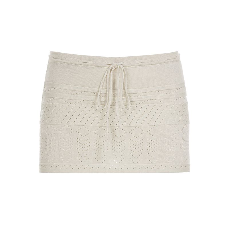 

H s European and American Women s Clothing French Gentle Crocheted Shoelace Woolen Skirt Women s Retro Minority Knitting Hip Skirt Khaki S