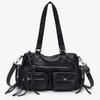 Commuter Large Capacity Crossbody Bag, High-end Zipper Handbag, Fashionable Single Shoulder Washed Women's Tote Bag