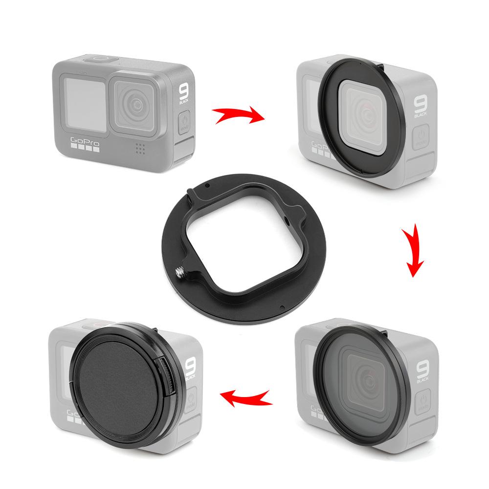 GoPro Hero 12/11/10/9 Diving Filter Adapter Ring - 52mm UV Filter Lens Frame in Aluminum Alloy