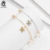 ORSA JEWELS Natural Freshwater Pearl and Starfish 925 Silver Chain Ankelt for Women Summer Holiday Anklets Jewelry SA74