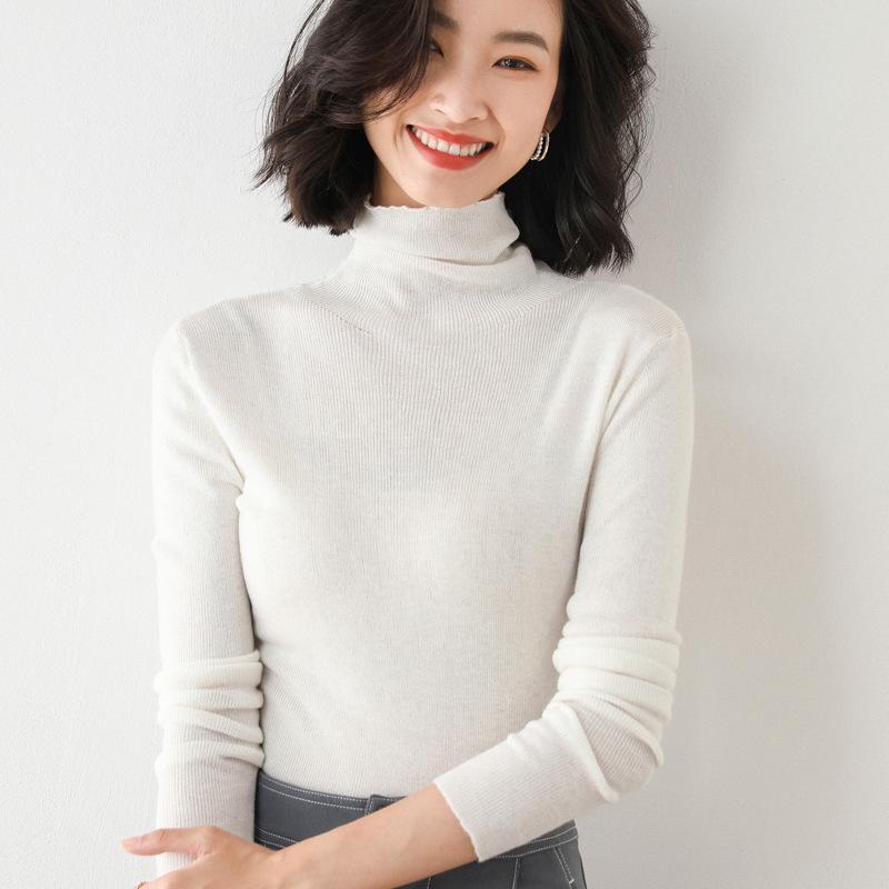 Women's Slim Fit High Neck Wool Base Layer Sweater - Autumn/Winter Collection