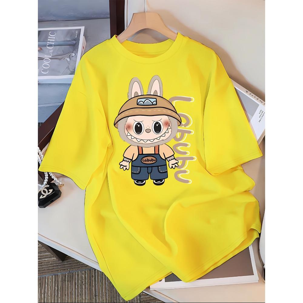 Labu cartoon printed casual T-shirt, round neck, short sleeved, adult, spring/summer/autumn outfit
