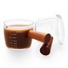 Wood Handle Glass Espresso Measuring Cup Single/Double Mouth Milk Jug Coffee Supplies Transparent Kitchen Measure Mug