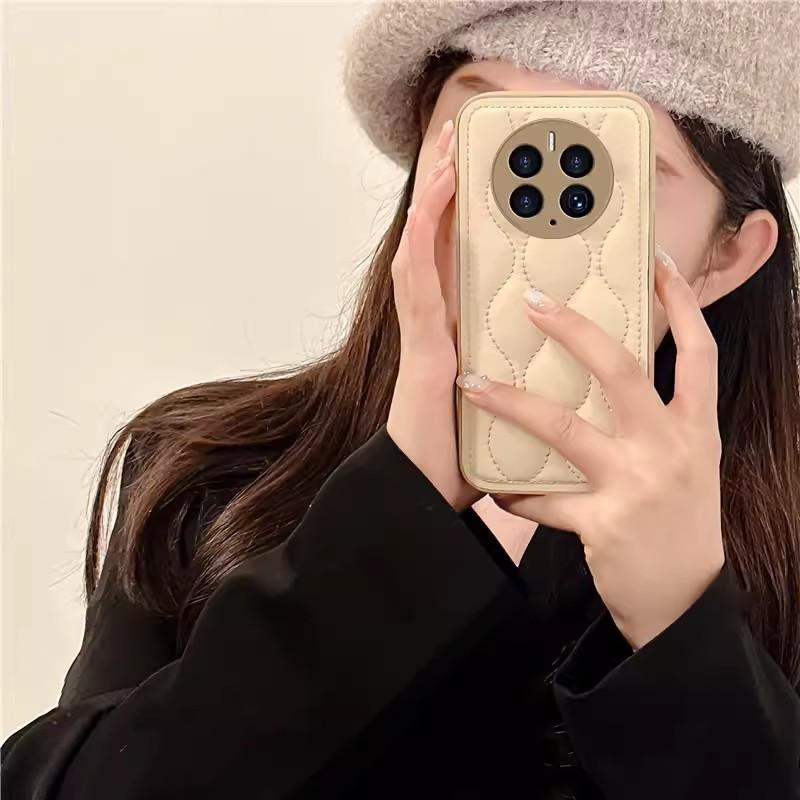 Leather Down Jacket, Full Package of Huawei Mate60pro Phone Case, Nova11 Shockproof P50Pro Protective Case