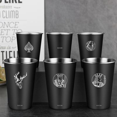 Noel Elk Paslanmaz Çelik Metal Bira Bardağı Soğuk İçecek 400/500Ml Kahve Bardak Çay Süt Kupaları Kamp Hediyesi İçin Ev