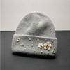 New Cute Flower Rabbit Wool Knitted Hat Autumn and Winter Thickened Warm Plush Fashionable Wool Hat Women Showing Their Face Cold Hat