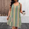 2026 Summer Fashion: Striped Sleeveless Dress with Button Pockets, Women's Casual European & American Style.