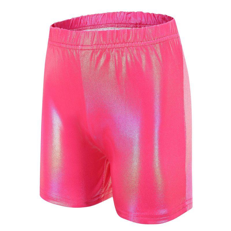 5-12 Years Kids Girls Gymnastics Uniforms Set Triangle Bodysuit Shorts and Hair Tie Performance Dancewear