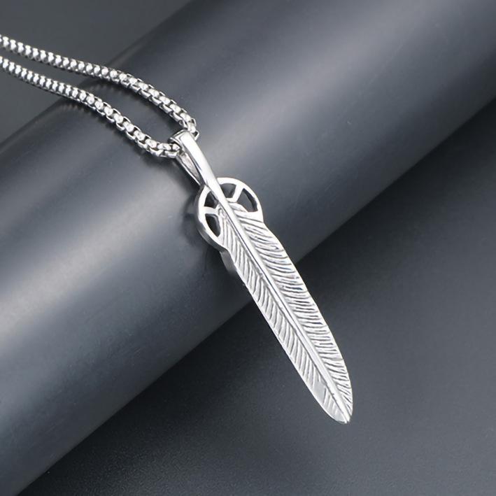Bijoux en Acier Titane Japonais, Collier Plume Harajuku, Collier Pendentif Personnalisé, Accessoires Chaîne Pull.