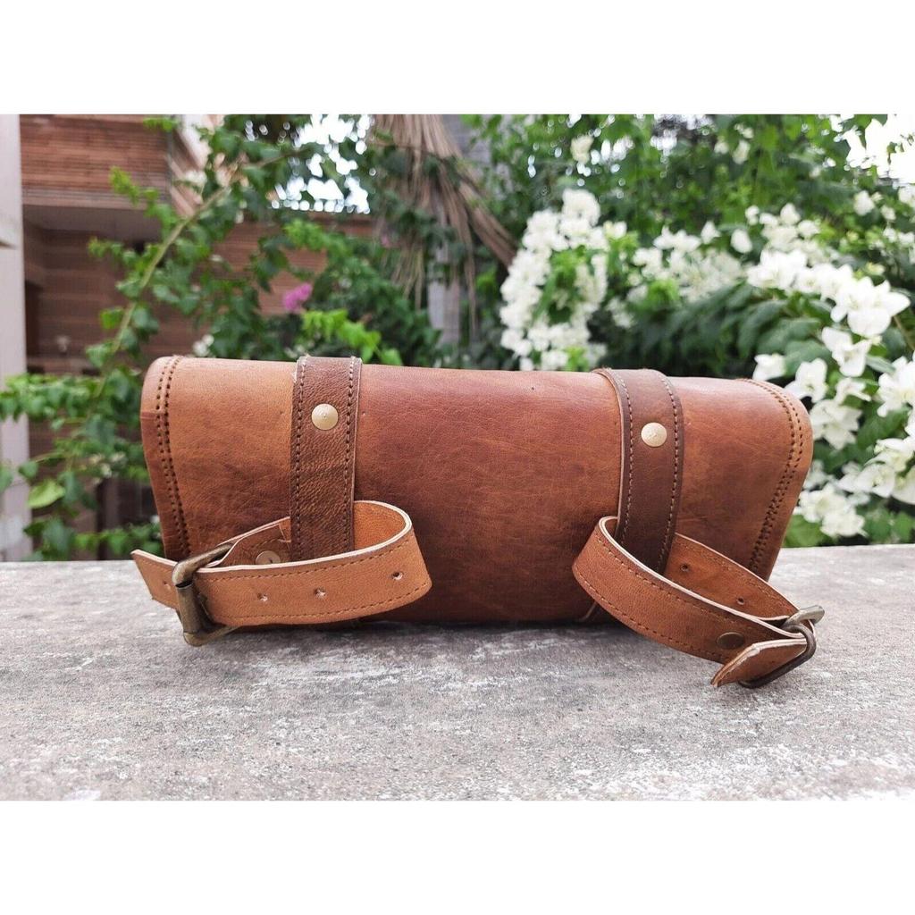 Leather Side Saddle Pouch Saddlebags Tool Luggage Motorcycle Bags Panniers Bag