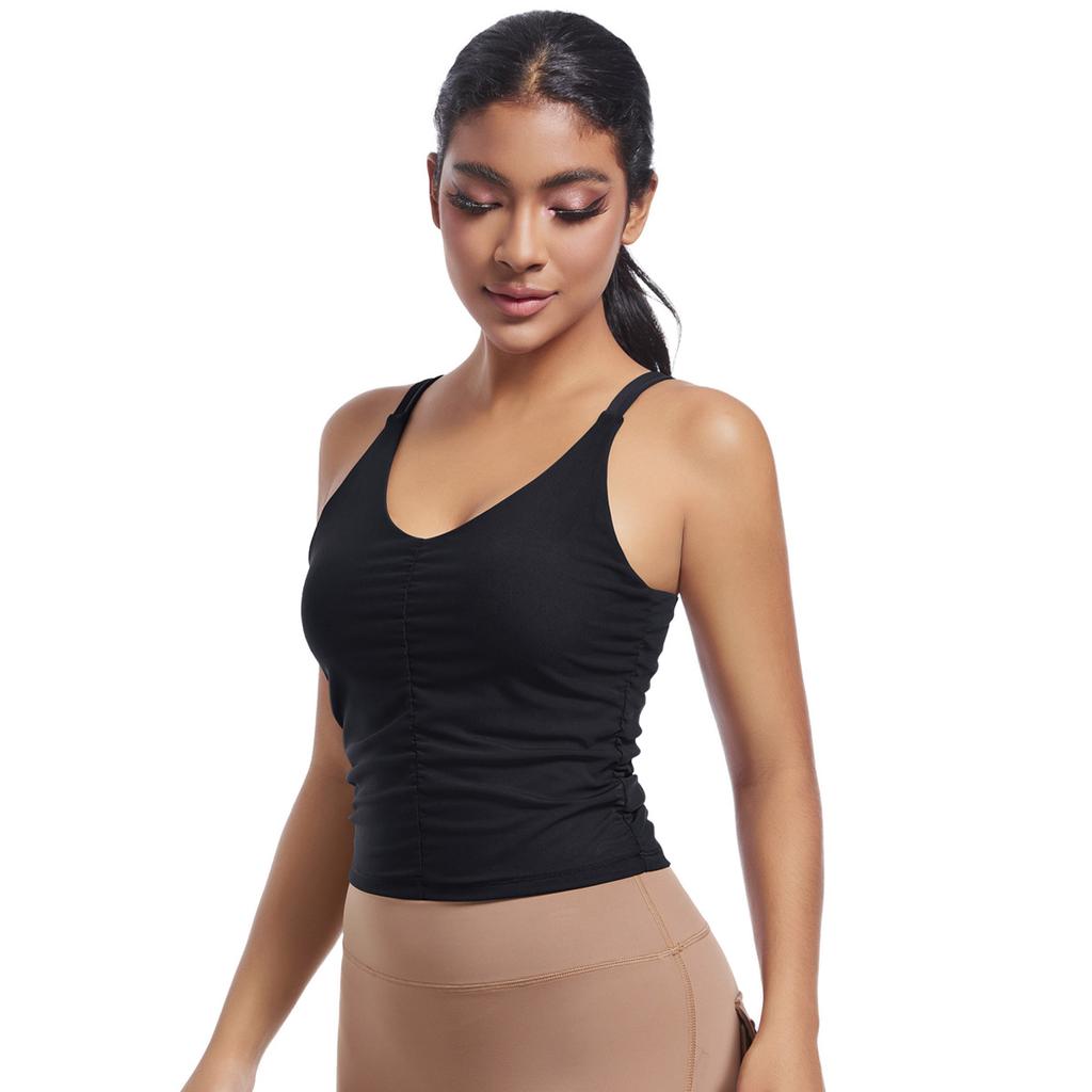 New Yoga Camisole, Beautiful Back, Sports Running, Fitness, Breathable Pleated Vest, Quick Drying Fitness Suit, Slim Fit Top For Women