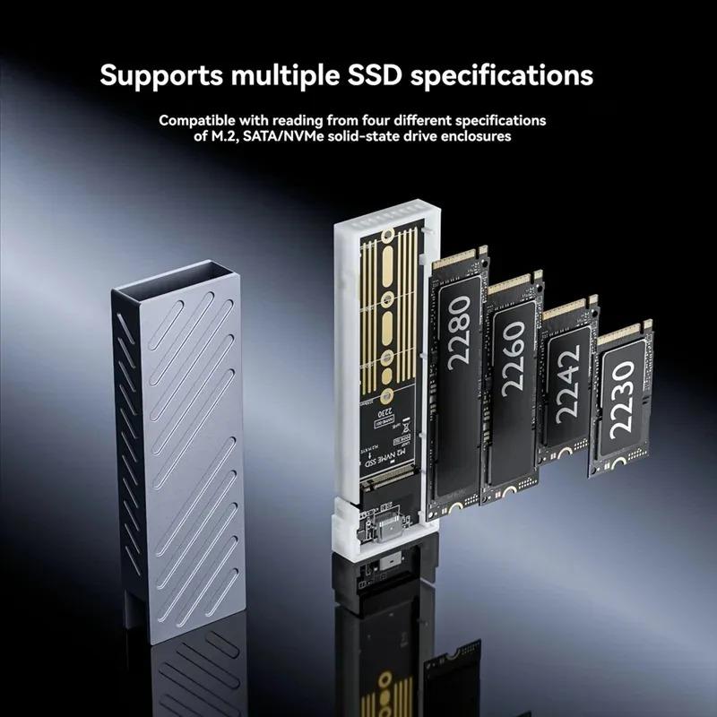 M.2 NVMe SSD Enclosure 10Gbps PCIe SSD Case Aluminum Alloy External Hard Drive Box USB 3.1 Interface RGB Colorful Light Tool Free Support UASP