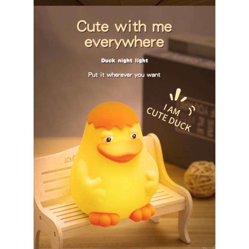 Silicone Cute Duck Pat Light Induction Night Light USB Charging Ornament Ambient Lighting Night Light